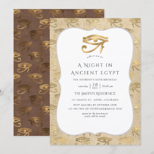 Gold Foil Egyptian Themed Party Invitation