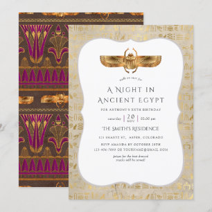Gold Foil Egyptian Themed Party Invitation