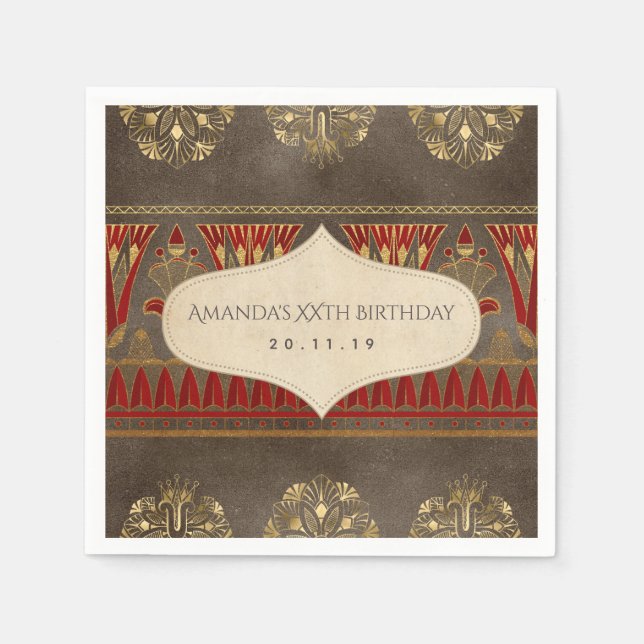 Gold Foil Egyptian Themed Party Napkin (Front)