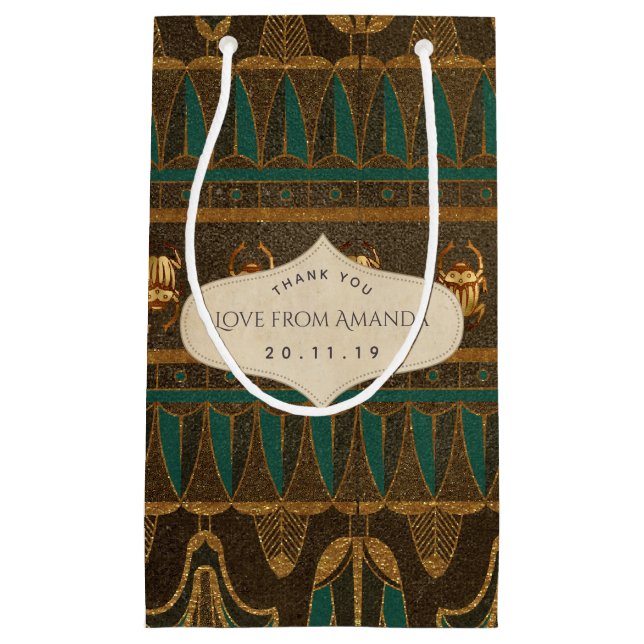 Gold Foil Egyptian Themed Party Small Gift Bag (Front)