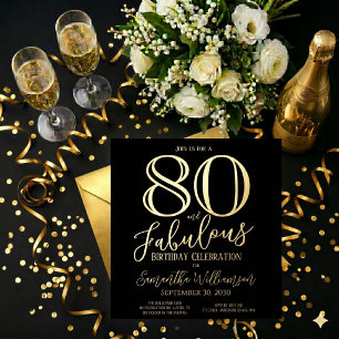 Gold Foil Eighty and Fabulous 80th Birthday