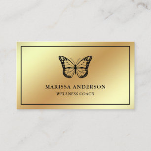 Gold Foil Elegant Black Butterfly Business Card