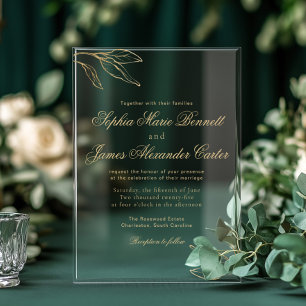 Gold Foil Elegant Botanical Minimalist Wedding Acrylic Invitations
