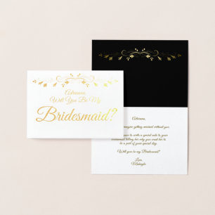 Gold Foil Elegant Bridesmaid Proposal Card