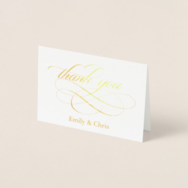Gold Foil  | Elegant Calligraphy Photo Thank You Card (Front)
