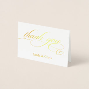 Gold Foil    Elegant Calligraphy Photo Thank You Foil Card