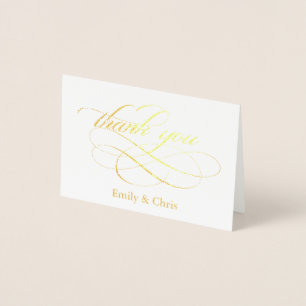 Gold Foil    Elegant Calligraphy Photo Thank You Foil Card