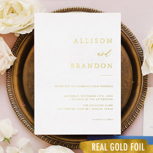 Gold Foil Elegant Calligraphy Simple Wedding