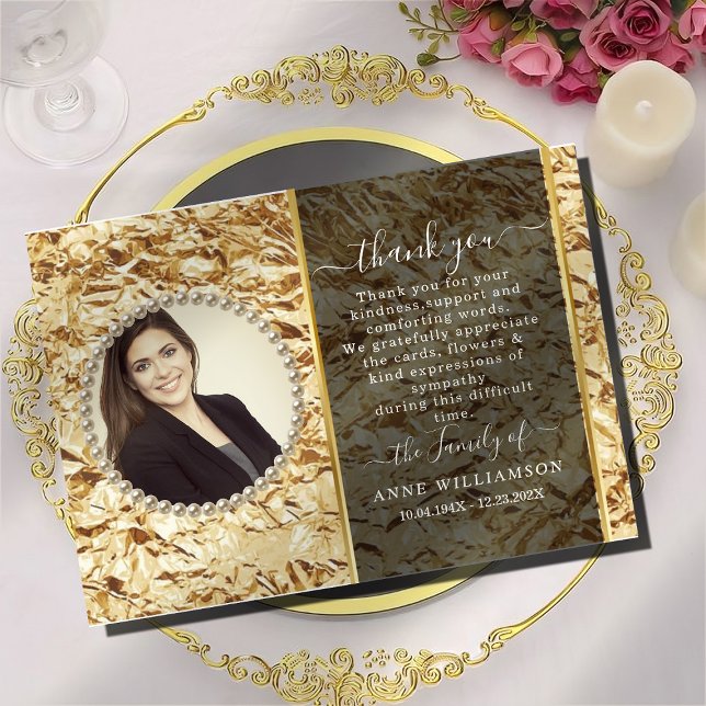 Gold Foil Elegant Funeral Thank You Card (Creator Uploaded)