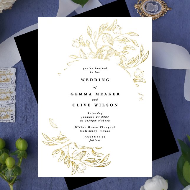 Gold Foil Elegant Hand Drawn Botanical Wedding (Creator Uploaded)
