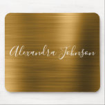 Gold Foil Elegant Modern Luxury Mouse Mat<br><div class="desc">Faux Gold Metallic Foil Girly Office Business Mousepad with white lettered typography for the monogram signature. The Monogrammed Signature Gold Faux Foil Mouse pad can be customised with your name. Please contact the designer for customised matching items.</div>