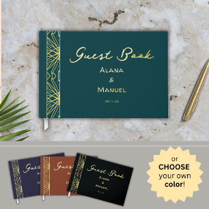 Gold Foil Elegant Modern Luxury Wedding Guest Book