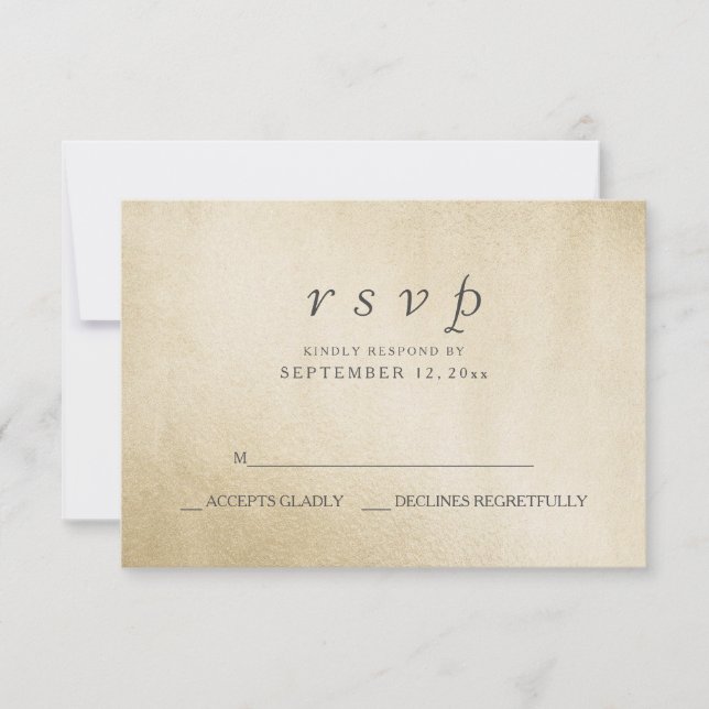 Gold foil Elegant Modern Wedding RSVP (Front)