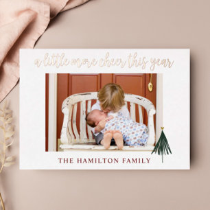 Gold Foil Elegant New Baby Photo Christmas Card