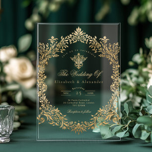 Gold Foil Elegant Ornate Victorian Wedding Acrylic Invitations