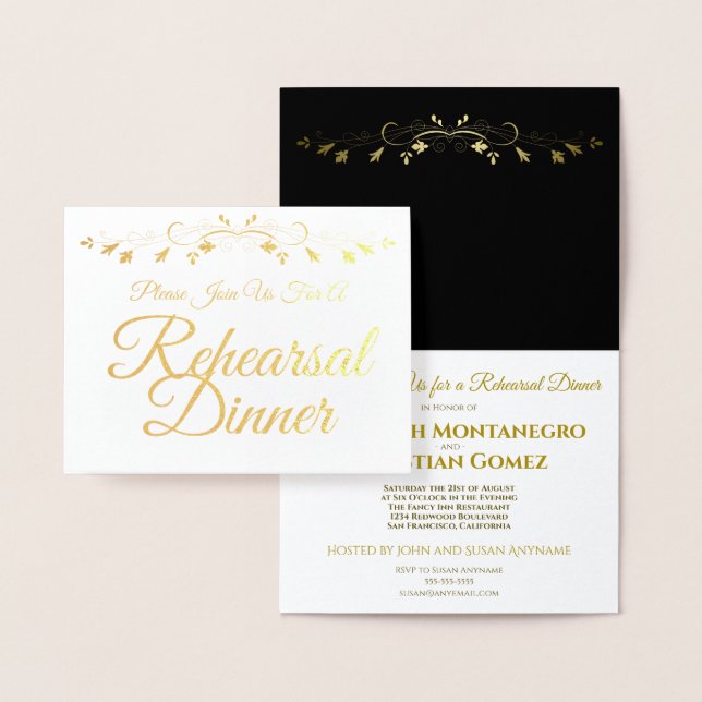 Gold Foil Elegant Rehearsal Dinner Invitation (Display)
