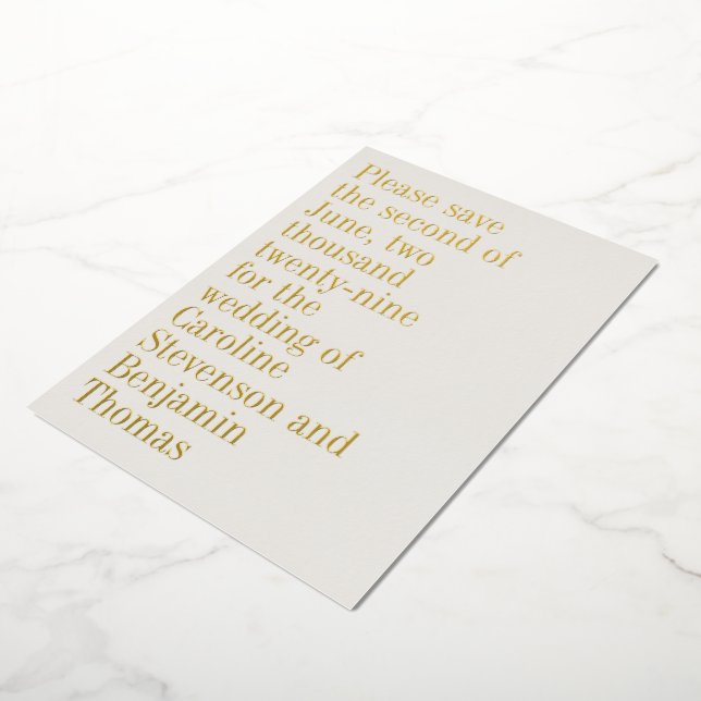 Gold Foil Elegant Script Wedding Save the Date (Rotated)