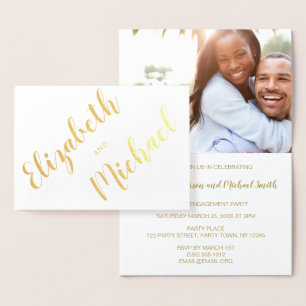 Gold Foil Engagement Party Invitation Photo Names