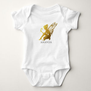 Gold Foil Fairy Girl Baby Bodysuit