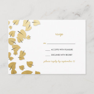 Gold Foil Falling Leaves RSVP Card