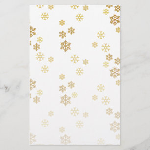 Gold Foil Falling Snowflakes Stationery