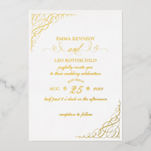 Gold Foil Fancy Calligraphy Wedding Invitation