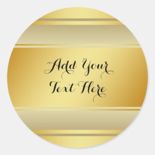 Gold Foil Faux Glitter Customise Classic Golden Round Sticker