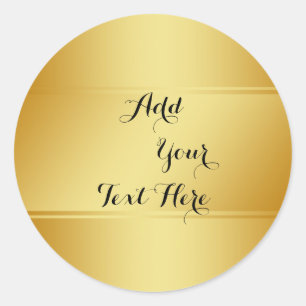 Gold Foil Faux Glitter Customise Classic Golden Round Sticker