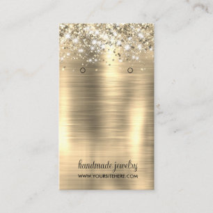Gold Foil Faux Glitter Signature Earring Display  Business Card