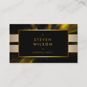 Gold Foil Faux Web Modern Computer  Financial Business Card