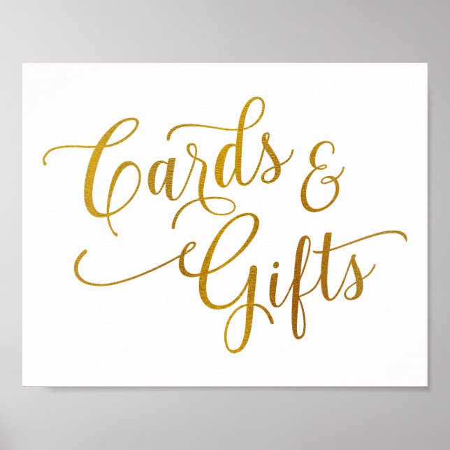 Gold Foil (Faux) Wedding Sign - Elegant Typography (Front)