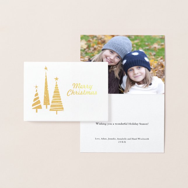 Gold Foil Festive Christmas Trees Card (Display)