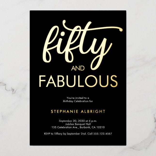Gold Foil Fifty and Fabulous 50th Birthday Party (Front)