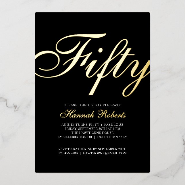 Gold Foil Fifty and Fabulous 50th Birthday Party  (Front)