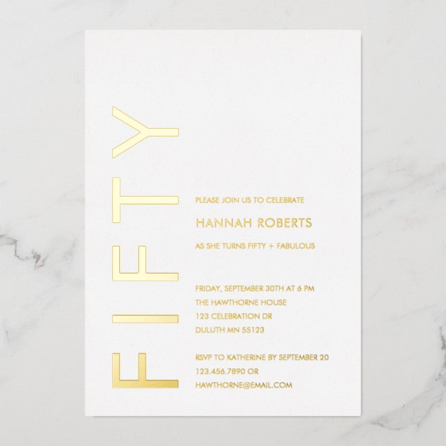 Gold Foil Fifty and Fabulous 50th Birthday Party (Front)