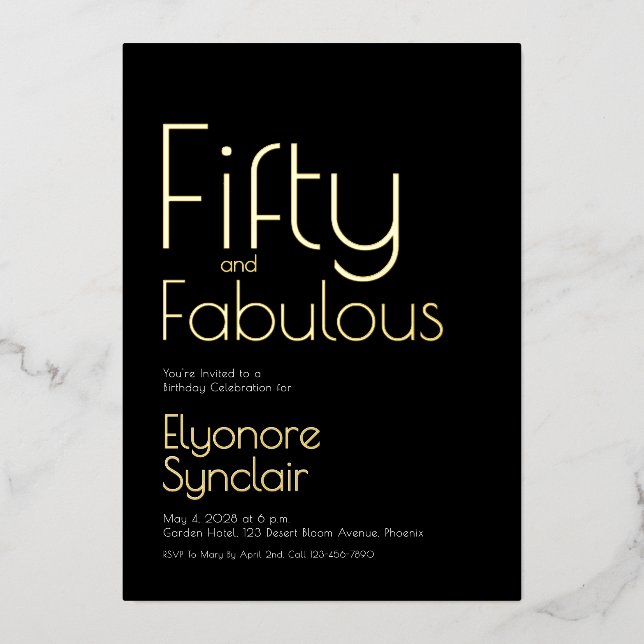 Gold Foil Fifty and Fabulous 50th Birthday Party (Front)