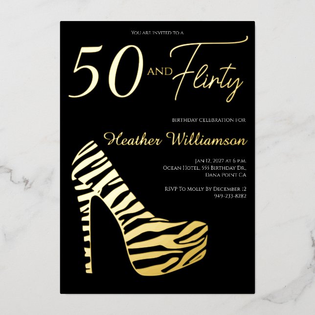 Gold Foil Fifty and Fabulous 50th Birthday Party  (Front)