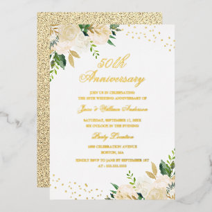 GOLD FOIL Floral 50th Anniversary