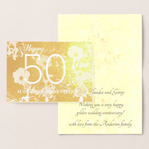 Gold Foil Floral 50th Wedding Anniversary Card