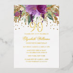 GOLD FOIL Floral Glitter Amethyst 90th Birthday<br><div class="desc">More Pretty Birthday Invitations in the Little Bayleigh Store!</div>
