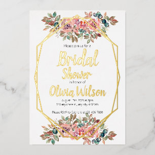Gold foil floral gold frame bridal shower