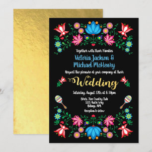 Gold Foil Floral Mexican Wedding Fiesta Card