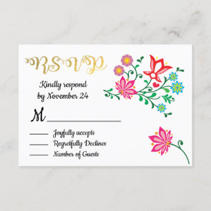 Gold Foil Floral Mexican Wedding fiesta RSVP