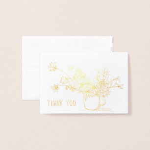 Gold Foil Flowers Thank You Card