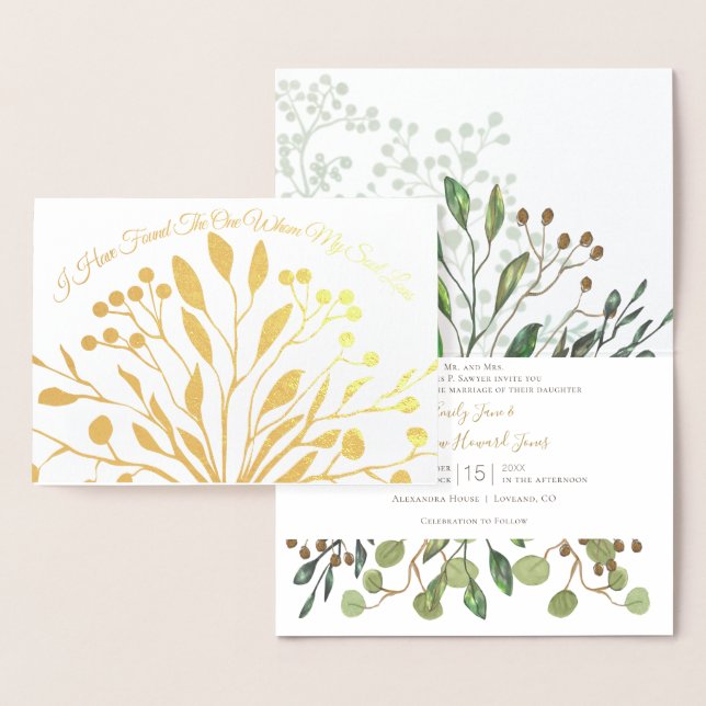 Gold Foil Found the One I Love Wedding Invitation (Display)