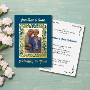 Gold Foil Frame 50th Anniversary Invitation