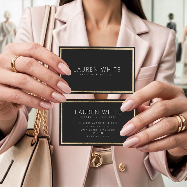 Gold foil frame elegant trendy minimal modern business card (Gold foil frame elegant trendy minimal modern)