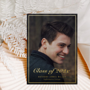 gold foil frame graduation Announcement