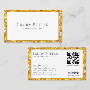 gold foil frame Professional QR Code  Business Card