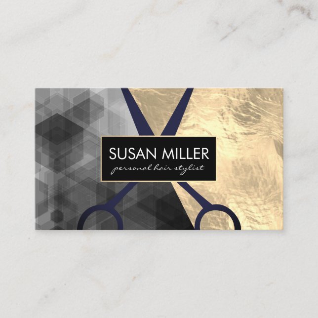 Gold Foil | Geometric Colour Block | Shears Business Card (Front)